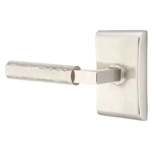 Emtek Hammered Lever with L-Square Stem and Neos Rose by Emtek