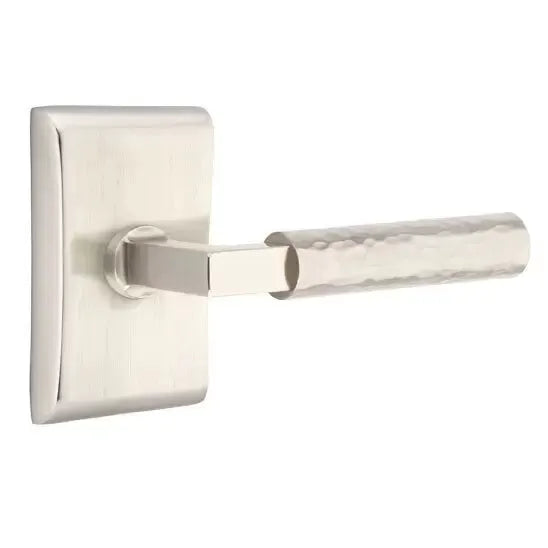 Emtek Hammered Lever with L-Square Stem and Neos Rose by Emtek