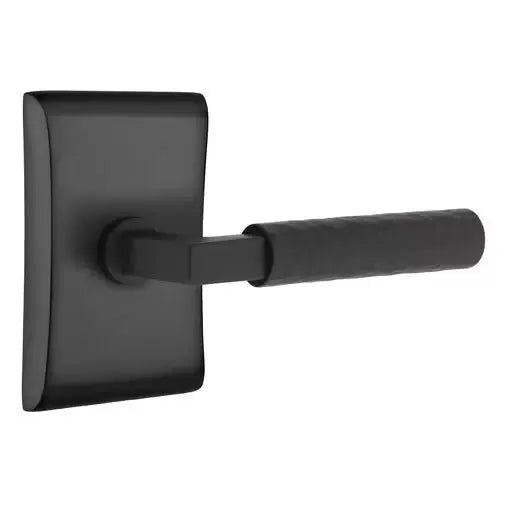 Emtek Hammered Lever with L-Square Stem and Neos Rose by Emtek
