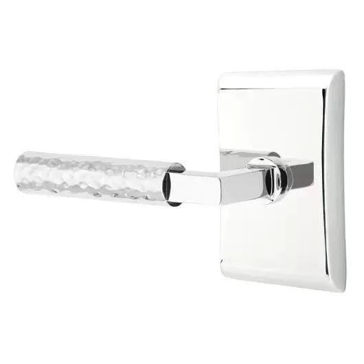 Emtek Hammered Lever with L-Square Stem and Neos Rose by Emtek