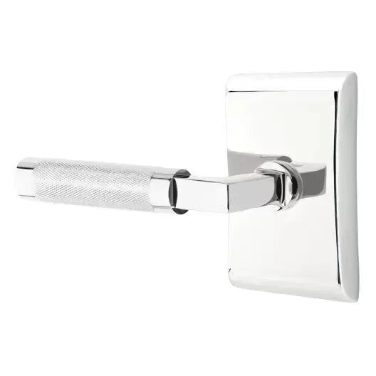Emtek Knurled Lever with L-Square Stem and Neos Rose by Emtek