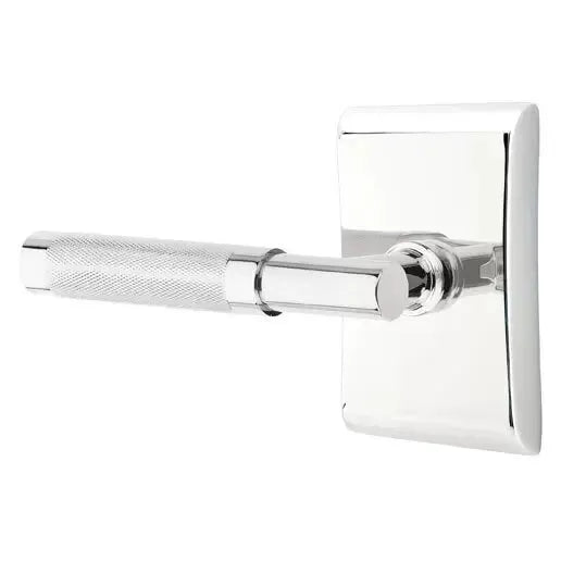 Emtek Knurled Lever with T-Bar Stem and Neos Rose by Emtek