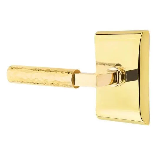 Emtek Hammered Lever with L-Square Stem and Neos Rose by Emtek