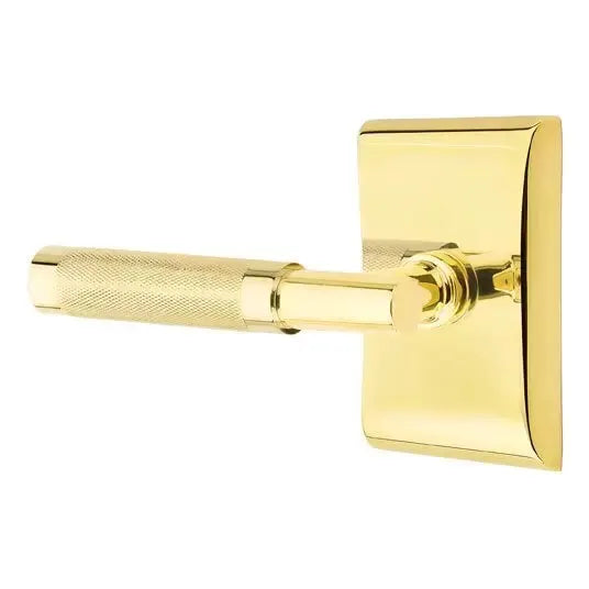 Emtek Knurled Lever with T-Bar Stem and Neos Rose by Emtek