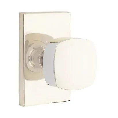 Emtek Freestone Door Knob with Modern Rectangular Rose by Emtek