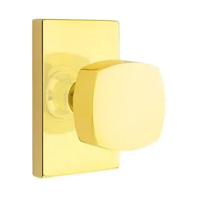 Emtek Freestone Door Knob with Modern Rectangular Rose by Emtek
