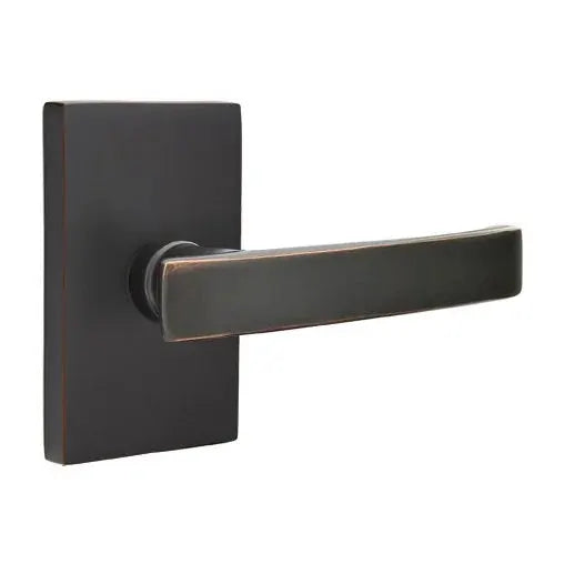 Emtek Geneva Door Lever with Modern Rectangular Rose by Emtek