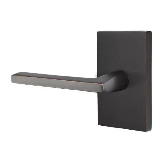 Emtek Helios Door Lever with Modern Rectangular Rose by Emtek