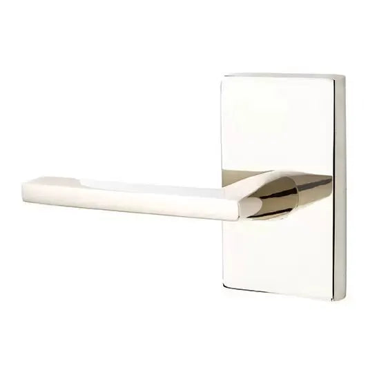 Emtek Helios Door Lever with Modern Rectangular Rose by Emtek