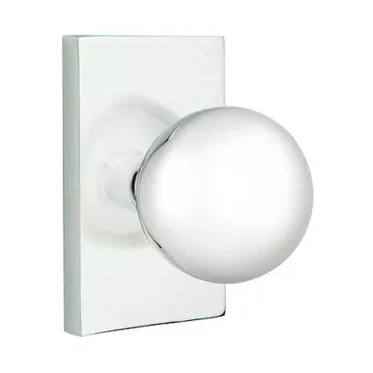 Emtek Orb Door Knob and Modern Rectangular Rose by Emtek