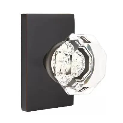 Emtek Old Town Door Knob with Modern Rectangular Rose by Emtek