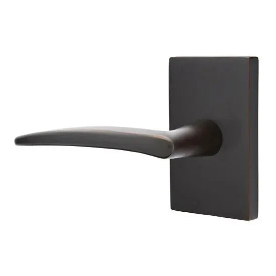 Emtek Poseidon Door Lever with Modern Rectangular Rose by Emtek
