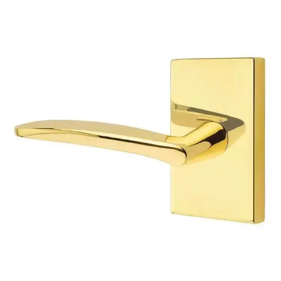 Emtek Poseidon Door Lever with Modern Rectangular Rose by Emtek