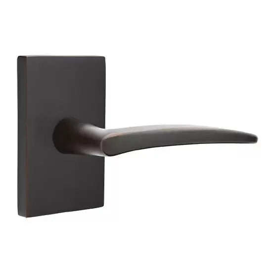 Emtek Poseidon Door Lever with Modern Rectangular Rose by Emtek