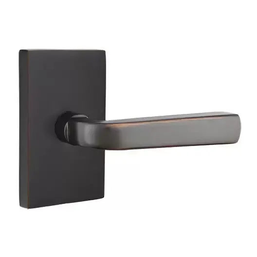 Emtek Sion Door Lever with Modern Rectangular Rose by Emtek
