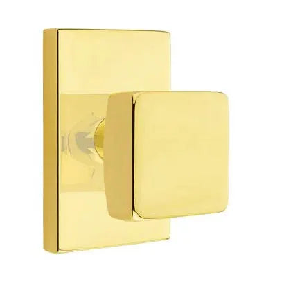 Emtek Square Door Knob with Modern Rectangular Rose by Emtek