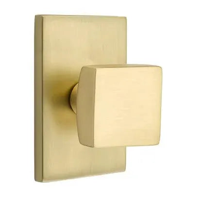 Emtek Square Door Knob with Modern Rectangular Rose by Emtek