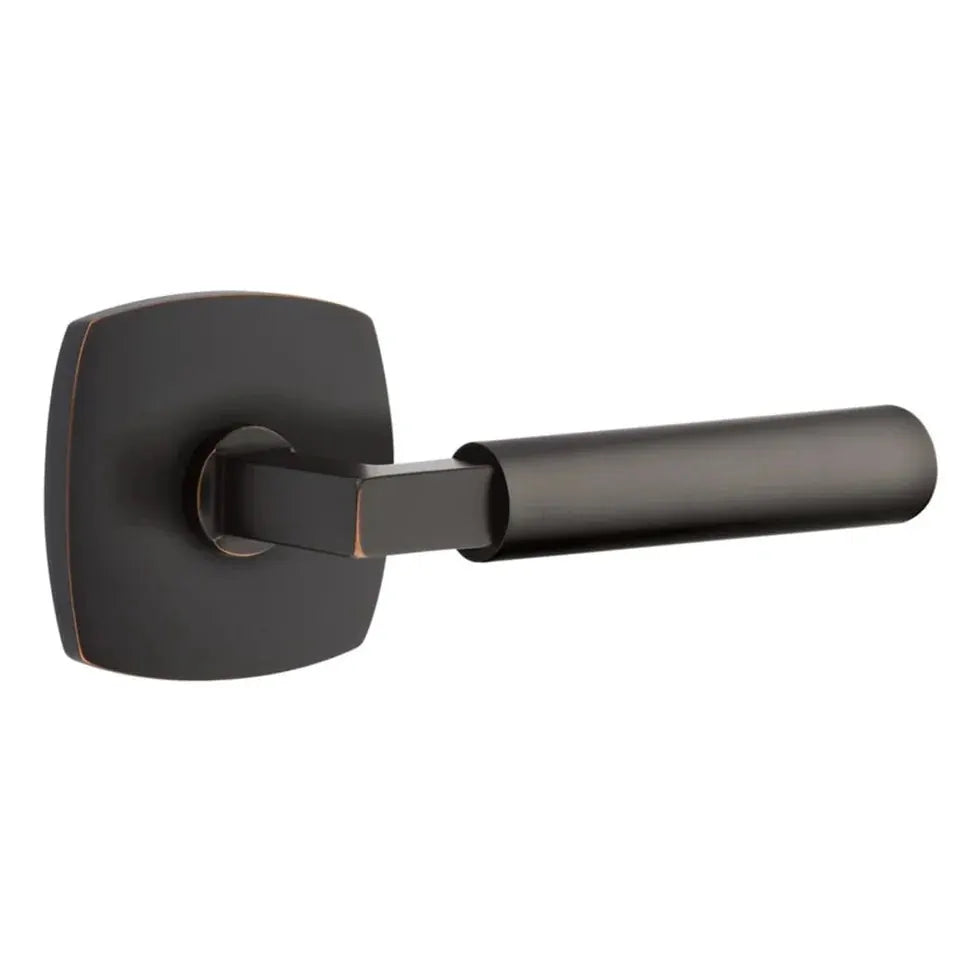 Emtek Smooth Lever with L-Square Stem and Urban Modern Rose by Emtek