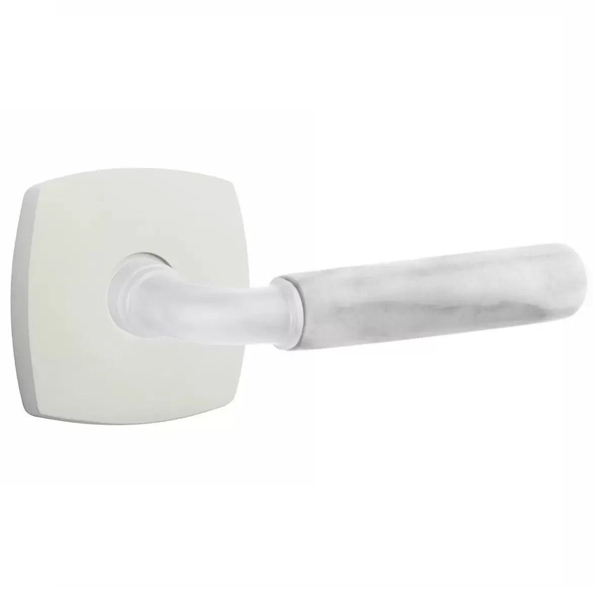 Emtek White Marble Lever with R-Bar Stem and Urban Modern Rose by Emtek