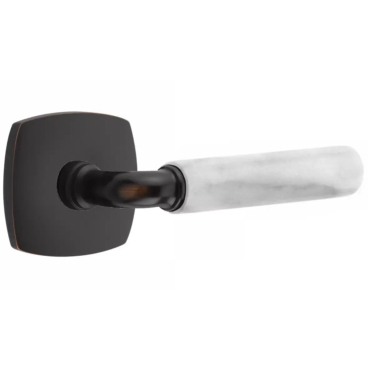 Emtek White Marble Lever with R-Bar Stem and Urban Modern Rose by Emtek