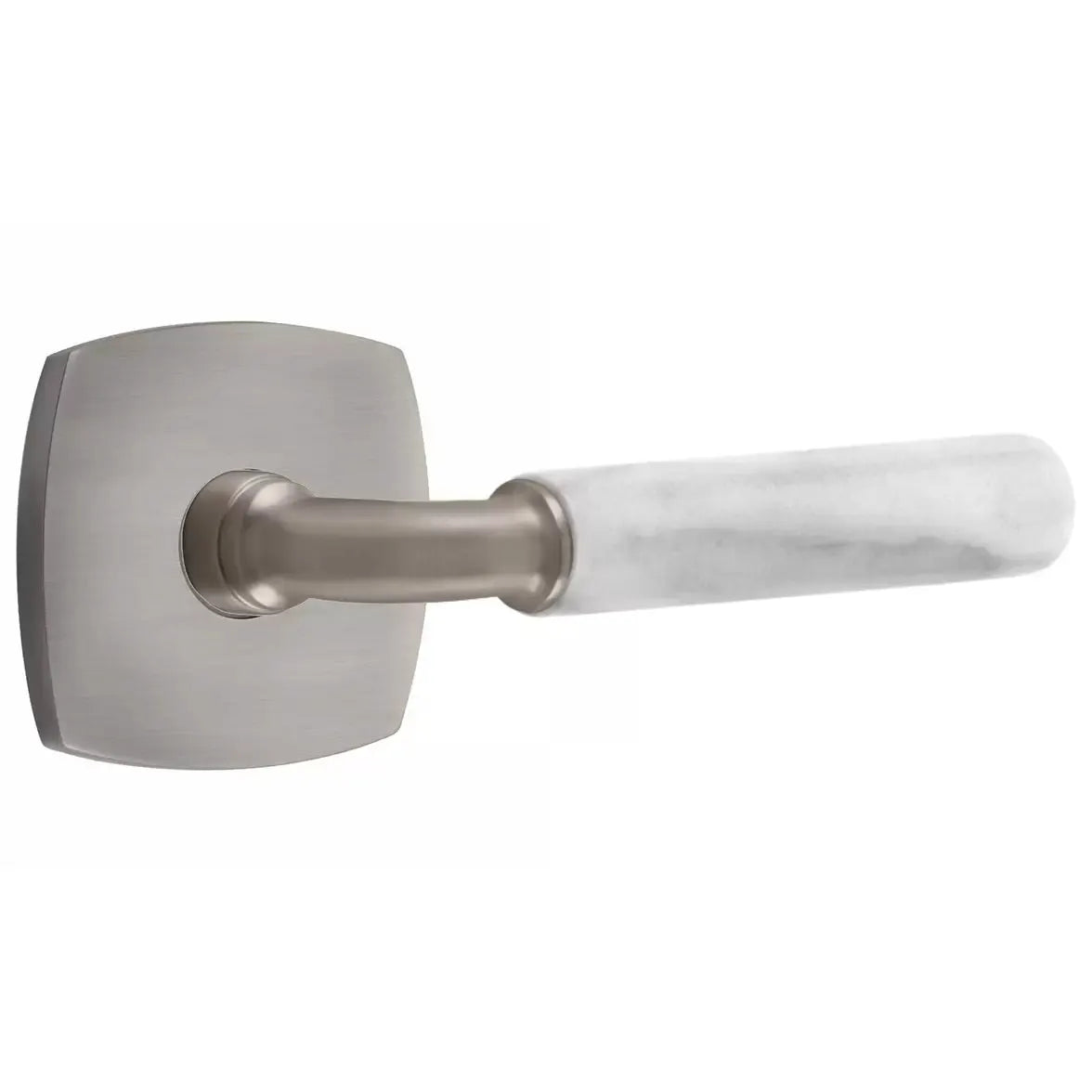 Emtek White Marble Lever with R-Bar Stem and Urban Modern Rose by Emtek