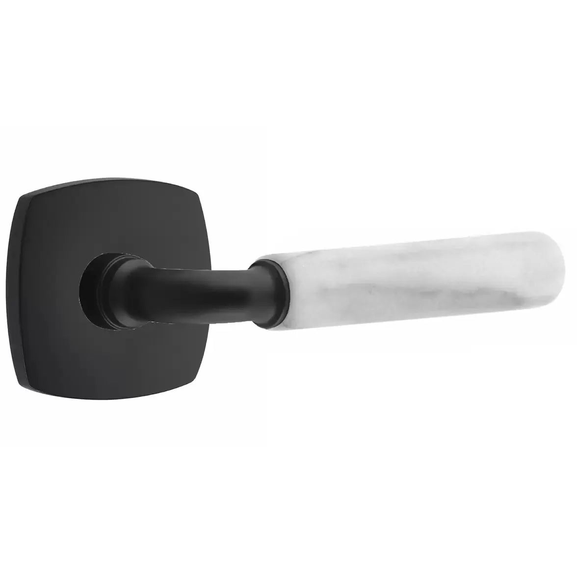 Emtek White Marble Lever with R-Bar Stem and Urban Modern Rose by Emtek