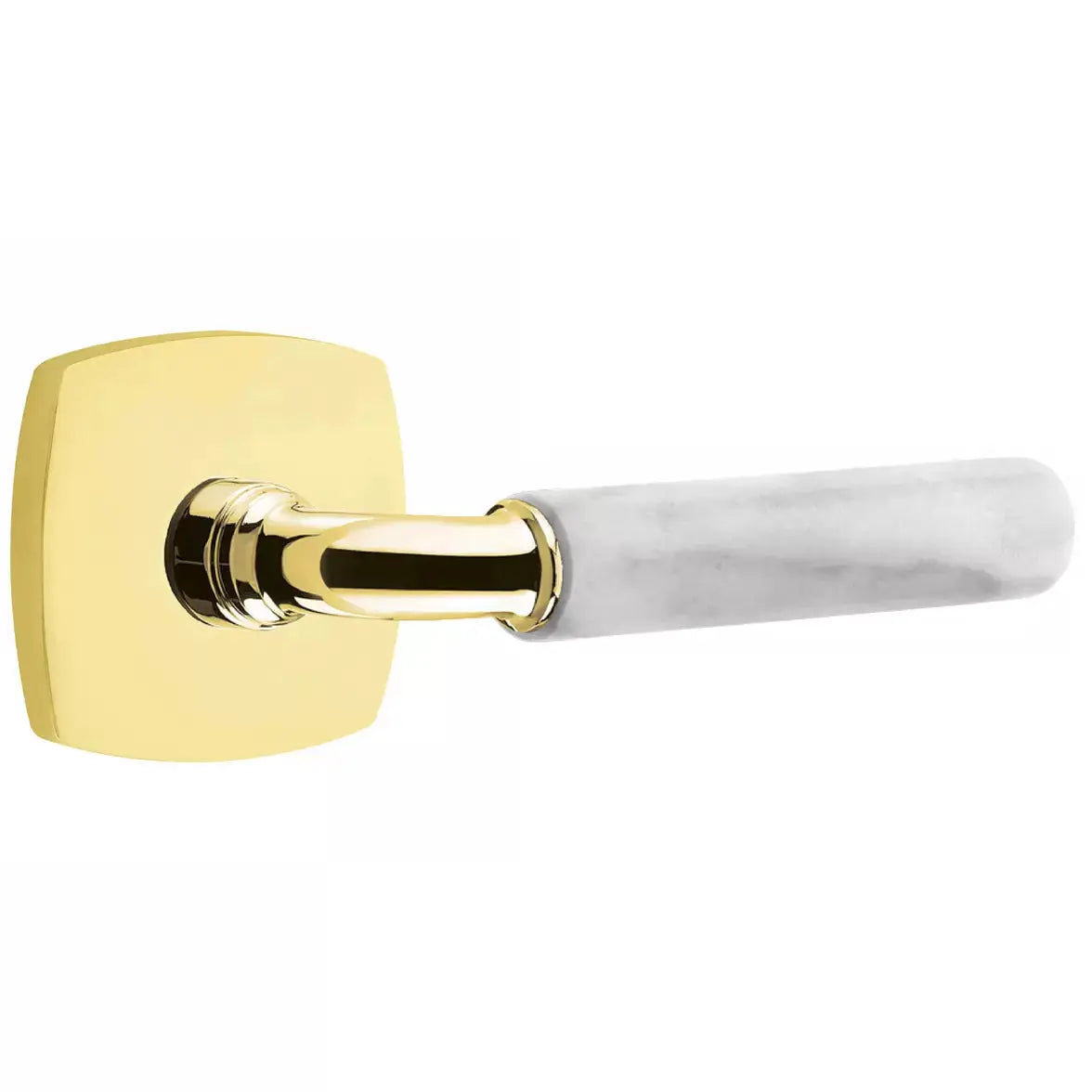 Emtek White Marble Lever with R-Bar Stem and Urban Modern Rose by Emtek