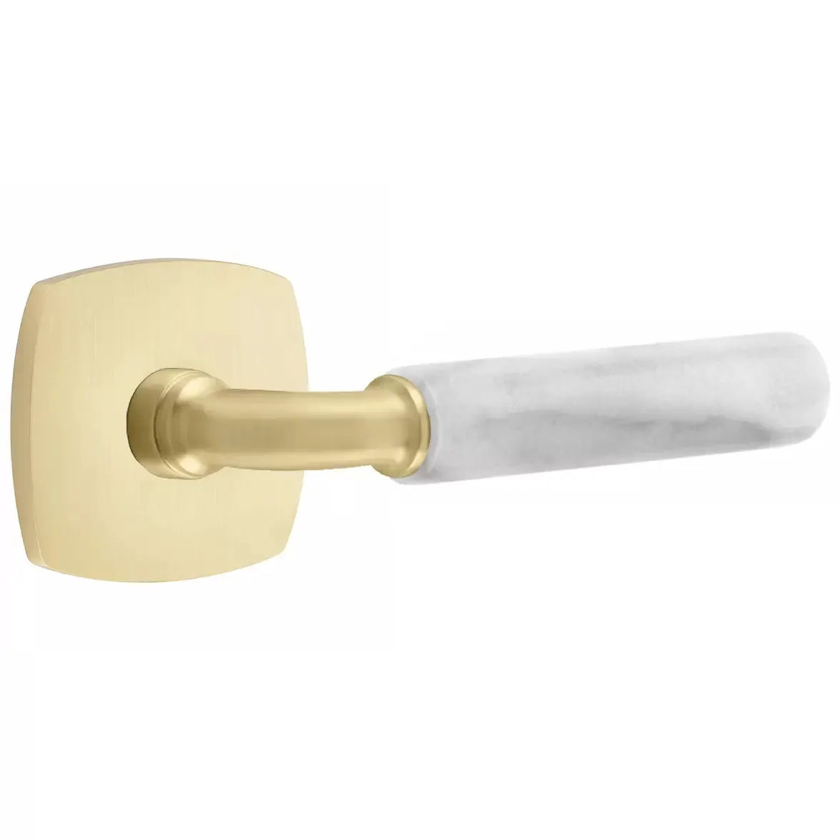 Emtek White Marble Lever with R-Bar Stem and Urban Modern Rose by Emtek