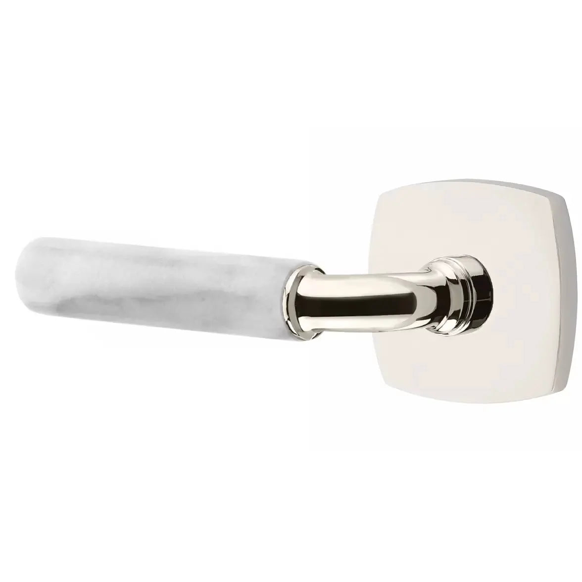 Emtek White Marble Lever with R-Bar Stem and Urban Modern Rose by Emtek