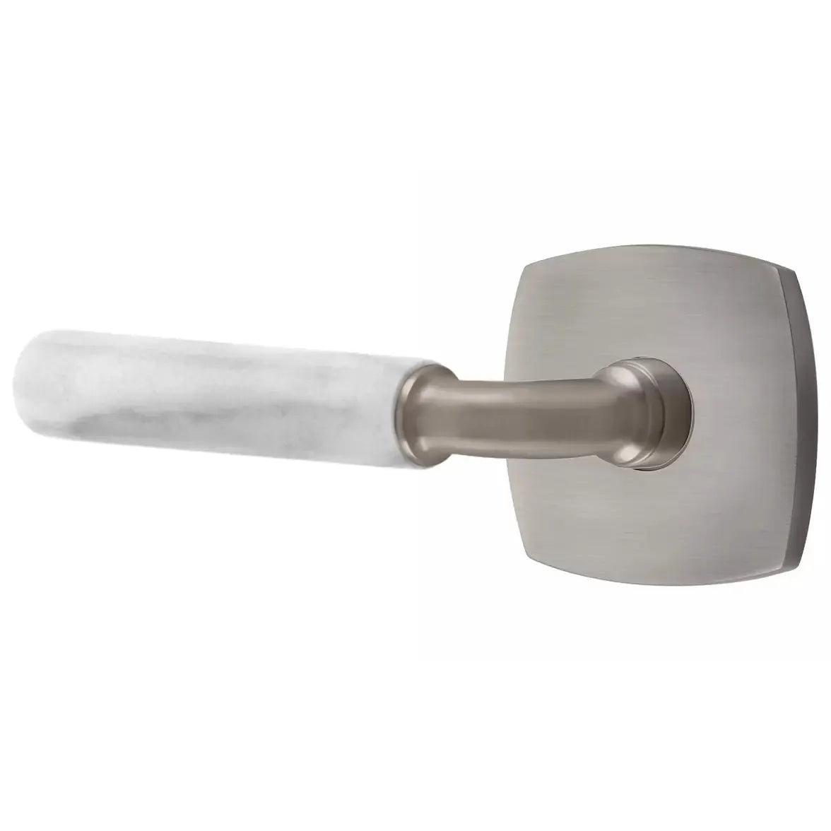 Emtek White Marble Lever with R-Bar Stem and Urban Modern Rose by Emtek