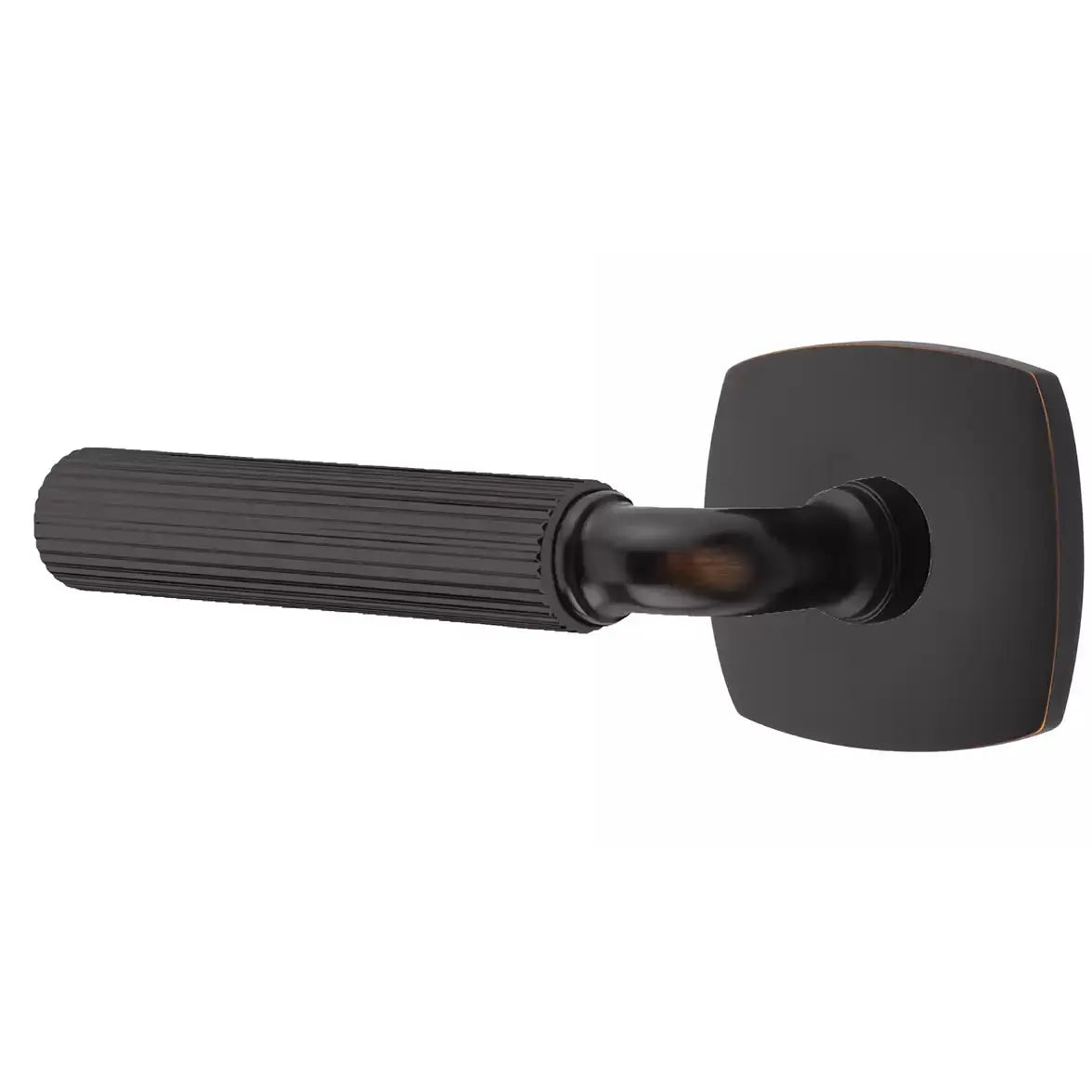 Emtek Straight Knurled Lever with R-Bar Stem and Urban Modern Rose by Emtek