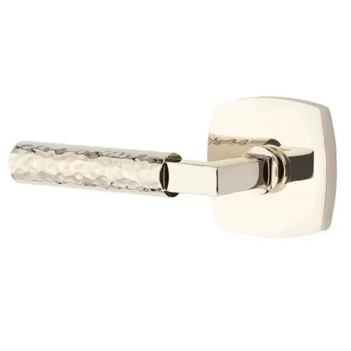 Emtek Hammered Lever with L-Square Stem and Urban Modern Rose by Emtek
