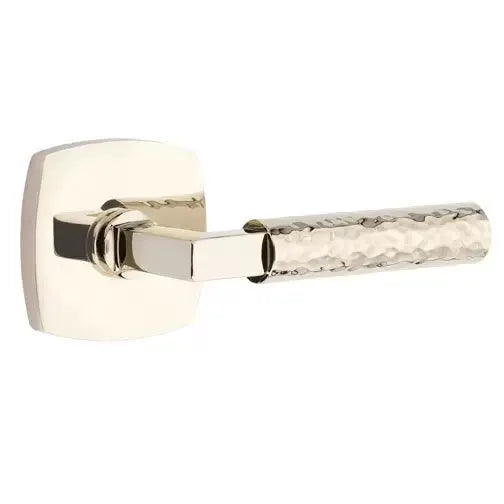 Emtek Hammered Lever with L-Square Stem and Urban Modern Rose by Emtek