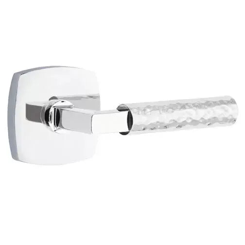 Emtek Hammered Lever with L-Square Stem and Urban Modern Rose by Emtek