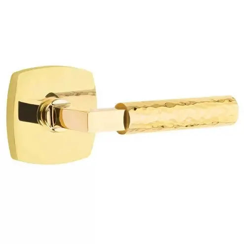 Emtek Hammered Lever with L-Square Stem and Urban Modern Rose by Emtek