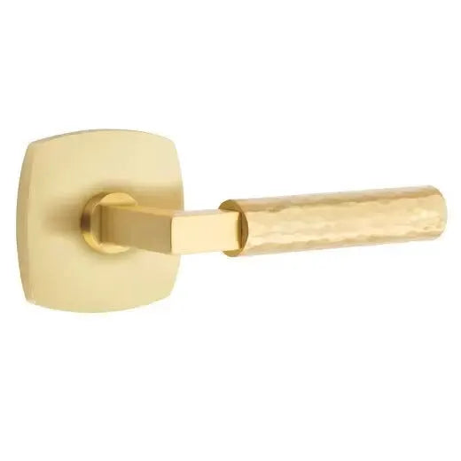 Emtek Hammered Lever with L-Square Stem and Urban Modern Rose by Emtek