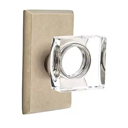 Emtek Modern Square Glass Door Knob with #3 Rose by Emtek
