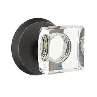 Emtek Modern Square Glass Door Knob with #2 Rose by Emtek
