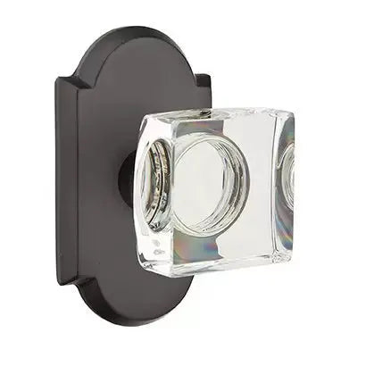 Emtek Modern Square Glass Door Knob with #1 Rose by Emtek