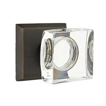 Emtek Modern Square Glass Door Knob with #6 Rose by Emtek