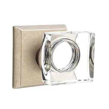 Emtek Modern Square Glass Door Knob with #6 Rose by Emtek
