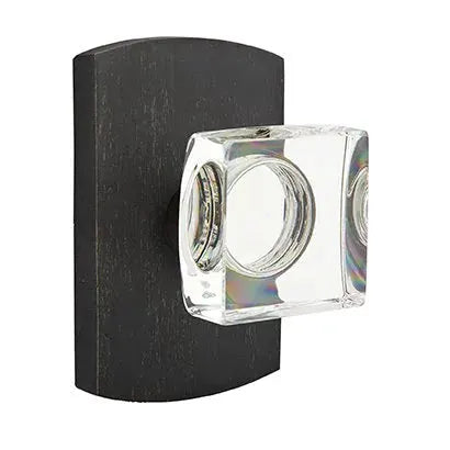 Emtek Modern Square Glass Door Knob with #4 Rose by Emtek