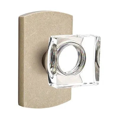 Emtek Modern Square Glass Door Knob with #4 Rose by Emtek