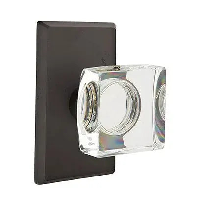 Emtek Modern Square Glass Door Knob with #3 Rose by Emtek
