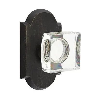 Emtek Modern Square Glass Door Knob with #1 Rose by Emtek
