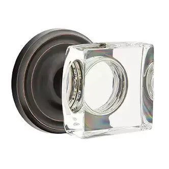 Emtek Modern Square Glass Door Knob with Regular Rose by Emtek