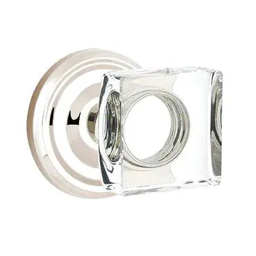 Emtek Modern Square Glass Door Knob with Regular Rose by Emtek