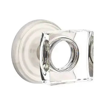 Emtek Modern Square Glass Door Knob with Regular Rose by Emtek