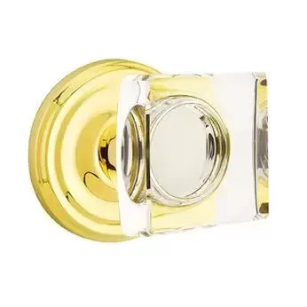 Emtek Modern Square Glass Door Knob with Regular Rose by Emtek