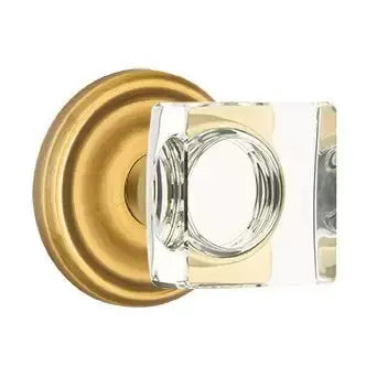 Emtek Modern Square Glass Door Knob with Regular Rose by Emtek